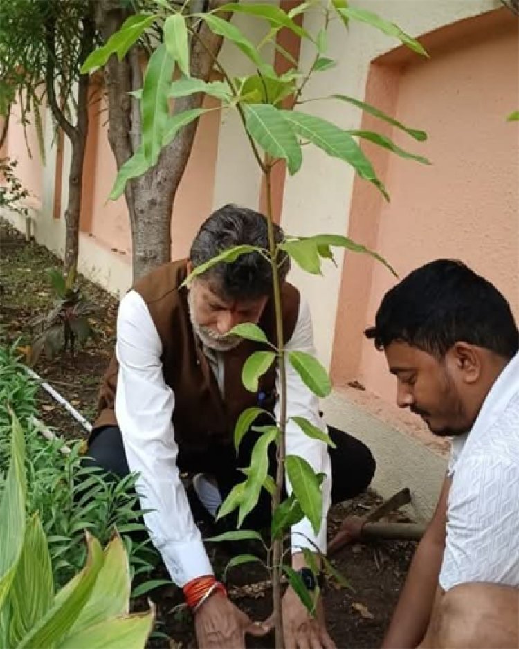 भाजपा प्रदेश अध्यक्ष किरण देव ने रायपुर निवास पर किया पौधरोपण