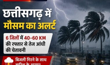 छत्तीसगढ़ में मौसम का अलर्ट: 6 जिलों में 40-60 KM की रफ्तार से तेज आंधी की चेतावनी, बिजली गिरने के साथ बारिश के आसार